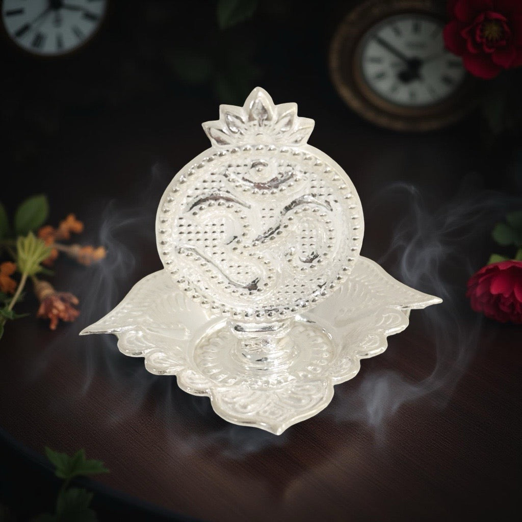 Silver Om Agarbathi Stand