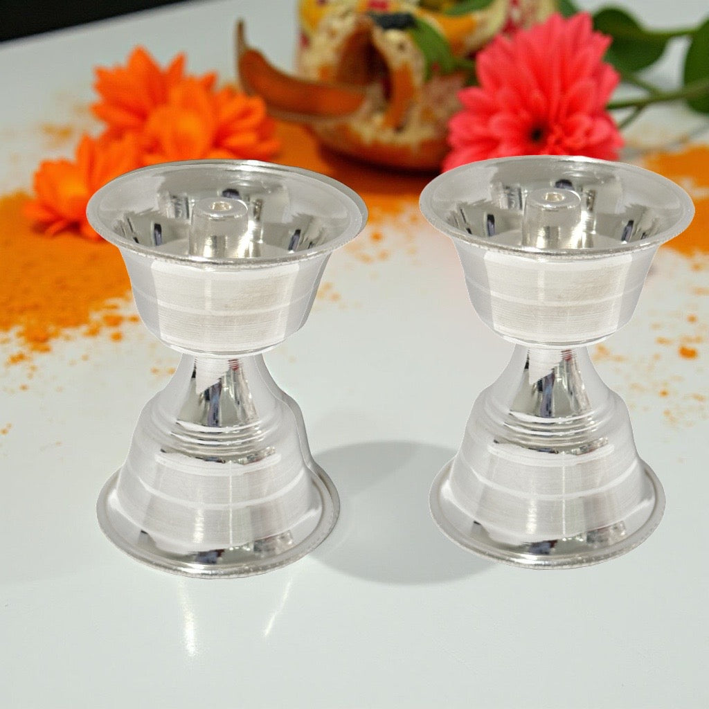 Veena 925 Silver Plain Deep Diya Inches 2.8 Icnhes
