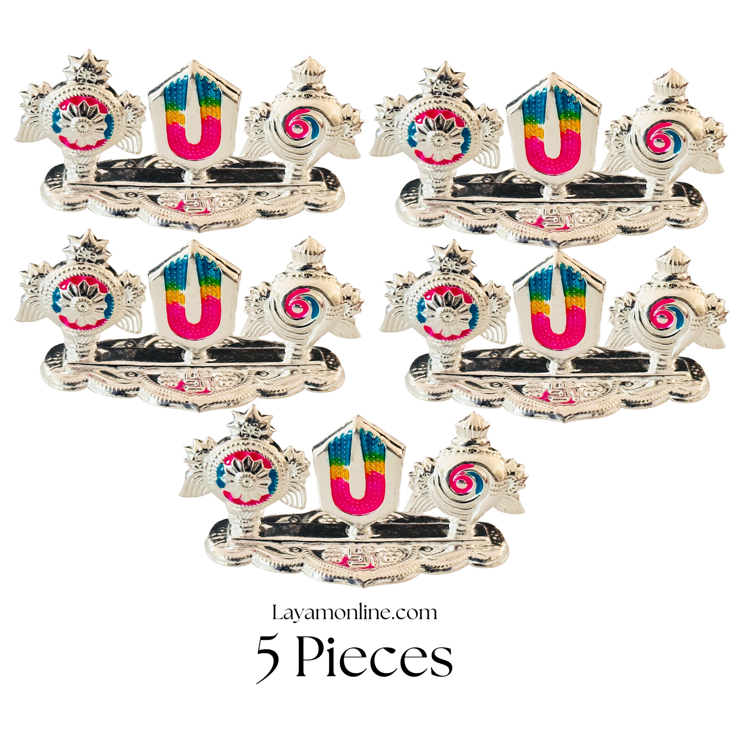 Silver Sangu Chakra Namam Insence Burner (5 PCs)