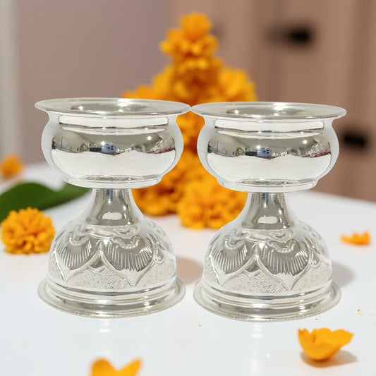 925 Silver Nakshi Time Deepam 2.5 Inches