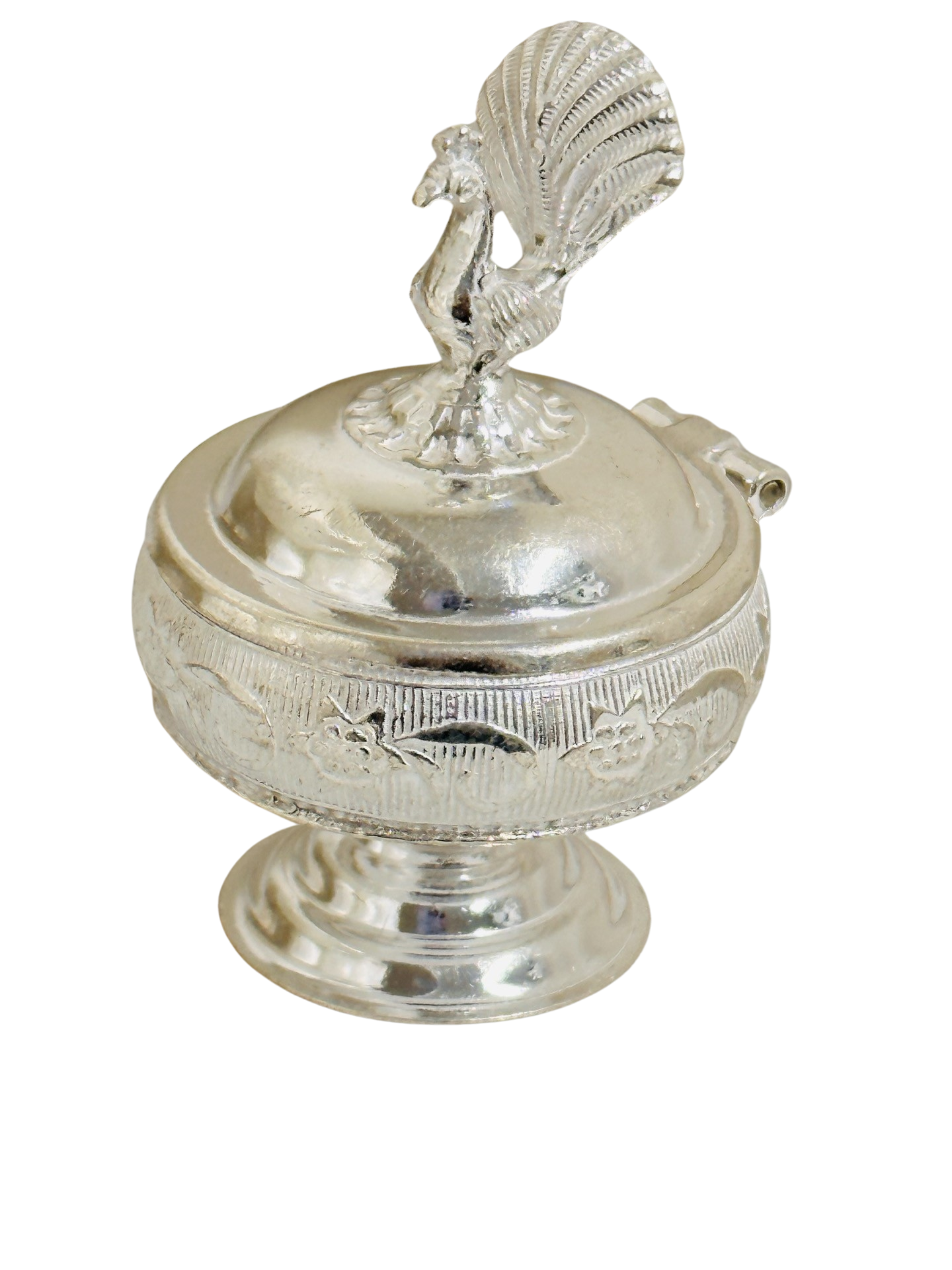 Silver Pecock Haldi Kumkum Cup