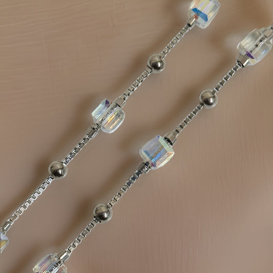 Crystal Bead 925 Silver Bracelet-Anklet 5 Inches