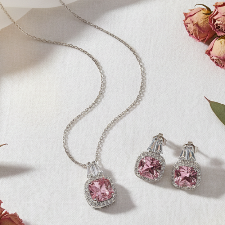 Silver Naomi Necklace and Earrings Jewelry Sets
