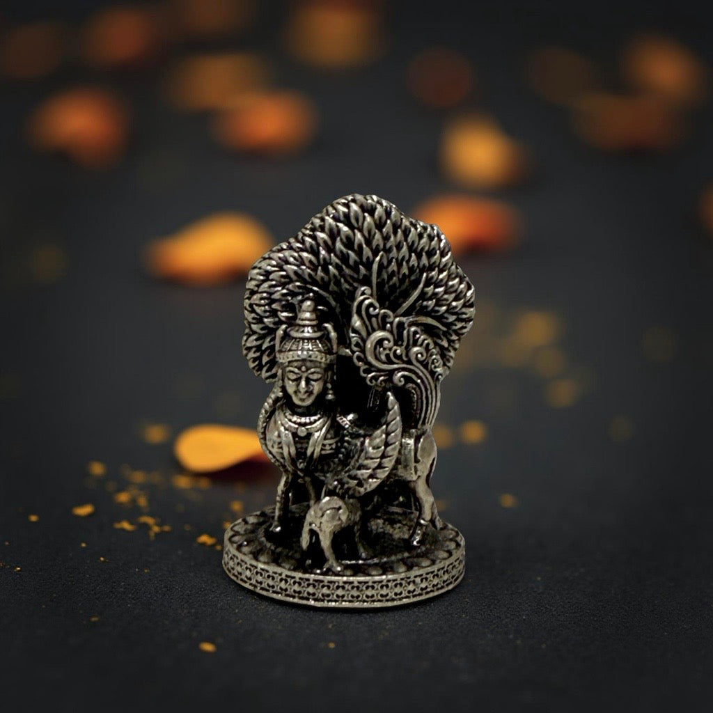 925 Silver Antique Kamadenu-Karpakavriksham 3D Idol- 1.1 inches