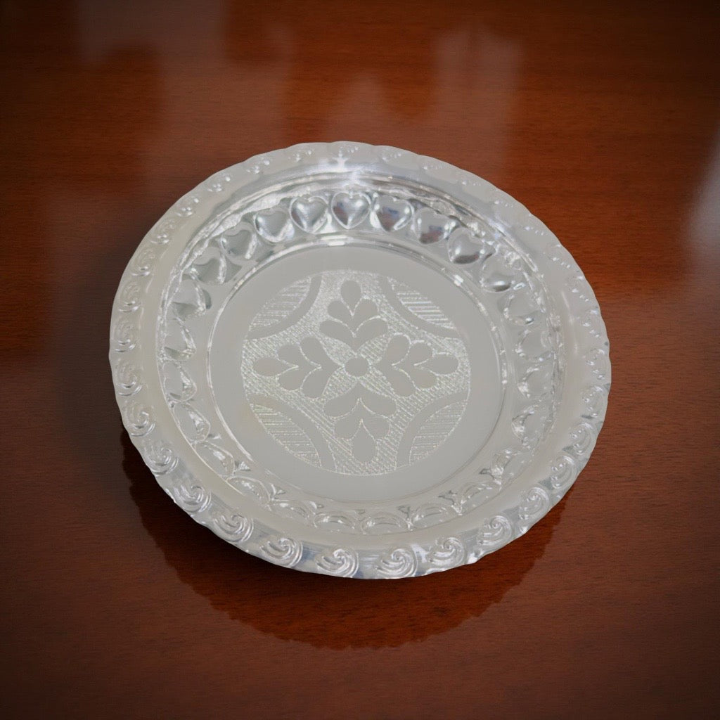 925 Silver Meghna Pooja Thali Plate 4.8 Inches