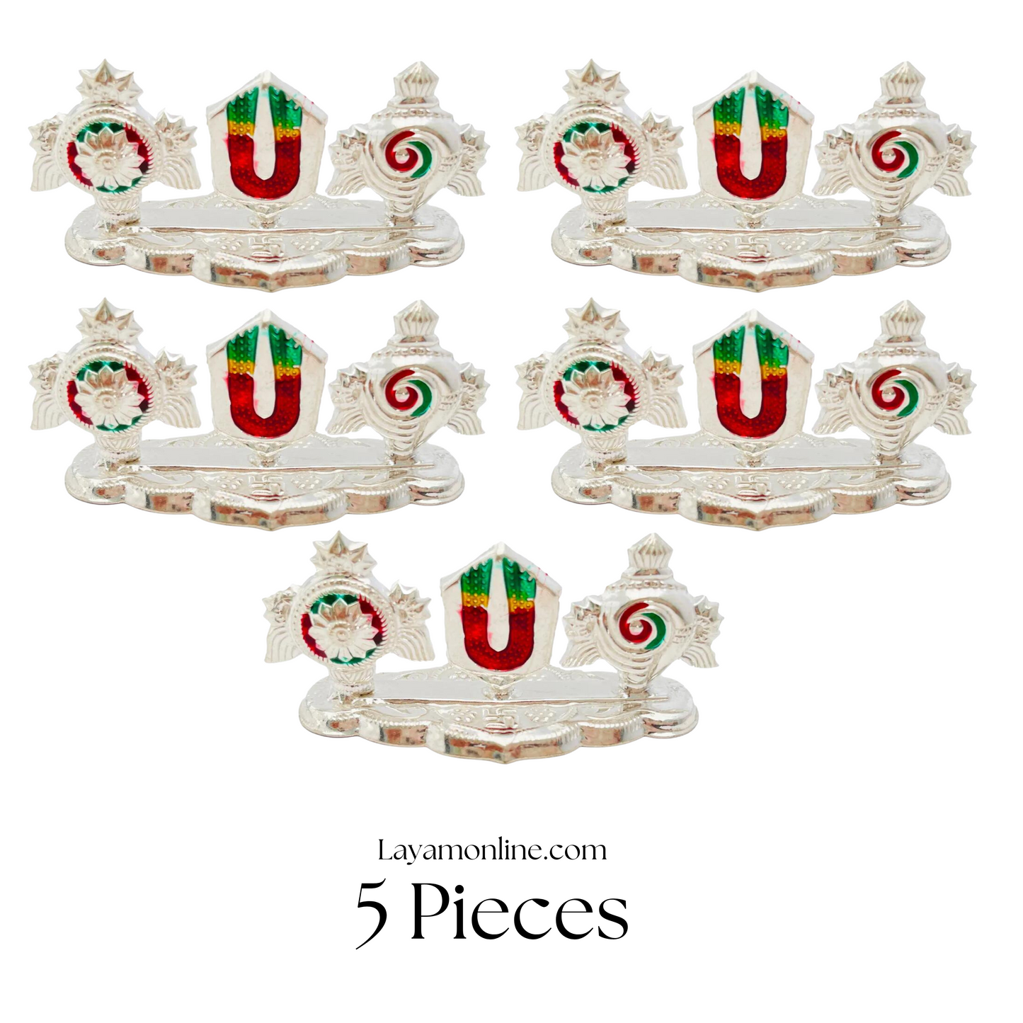 Silver Sangu Chakra Namam Insence Burner (5 PCs)