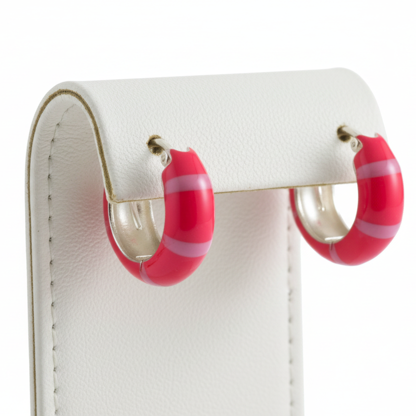 925 Sterling Silver Amor Epoxy Hoop Earring