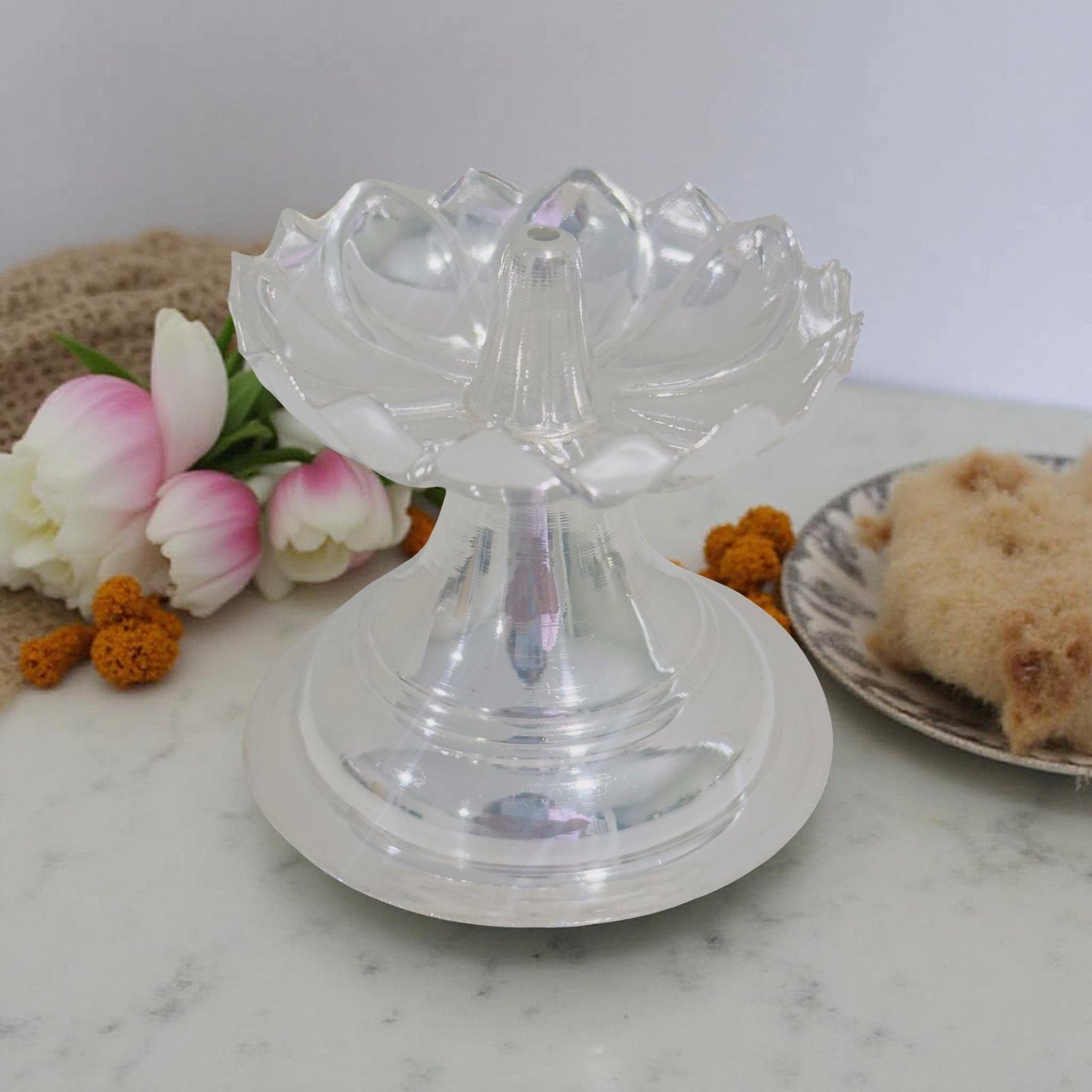 Silver Lotus Diya