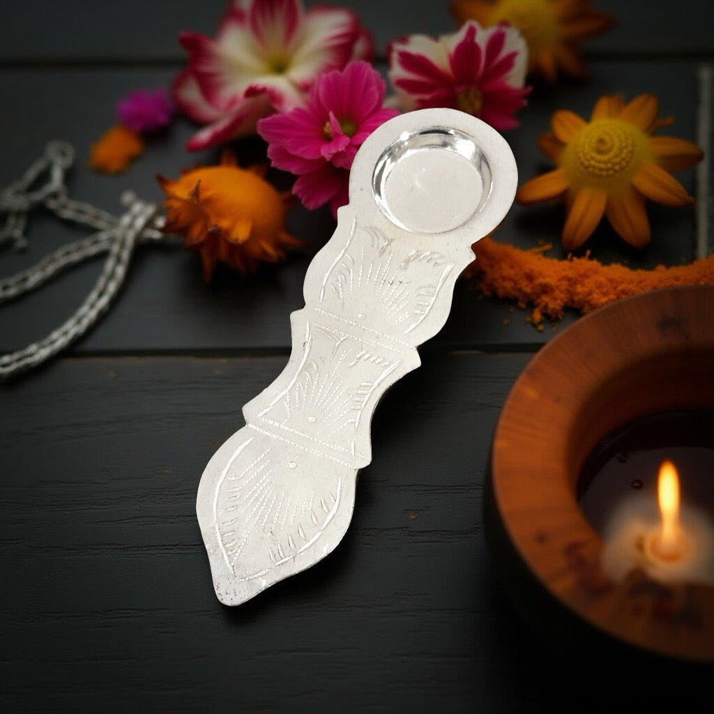 Silver Karpur Arti Diya 4.6 Inches