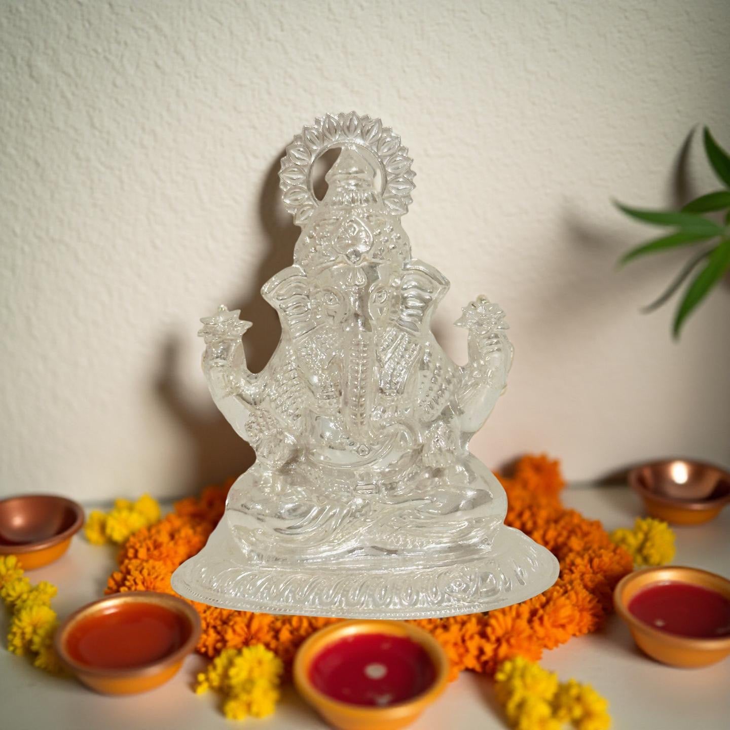 Silver Ganesh Idol 4.3 Inches