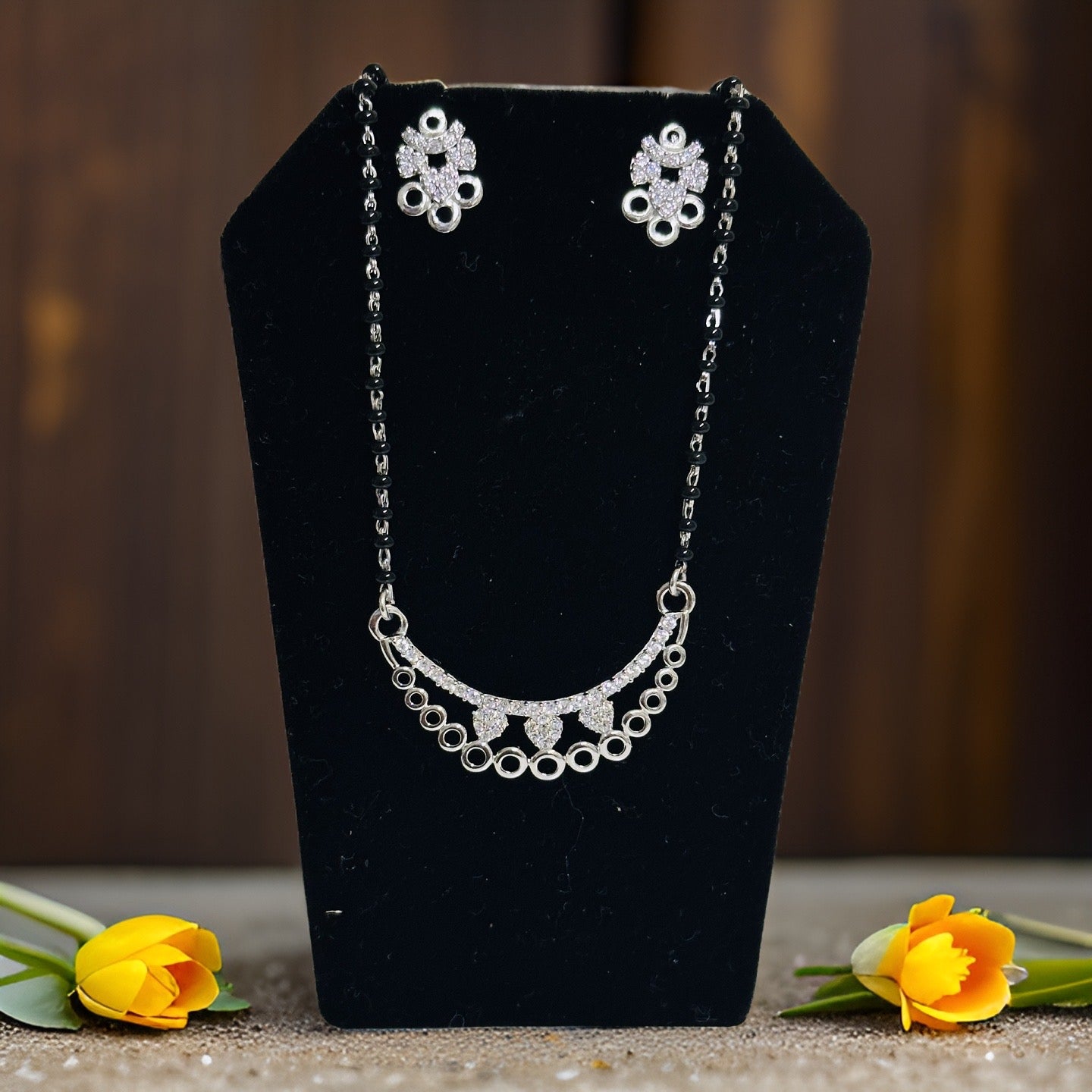 Ckara Mangal Sutra Necklace and Earrings Set