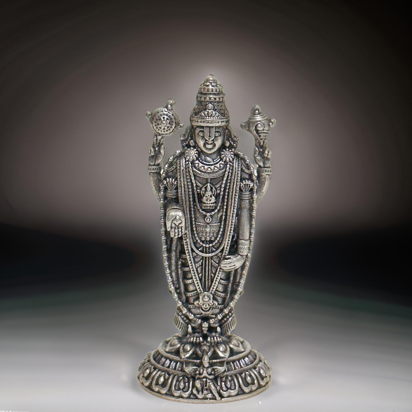 925 2D Antique Silver Venkateshwara Swamy Idol-1.5 Inches