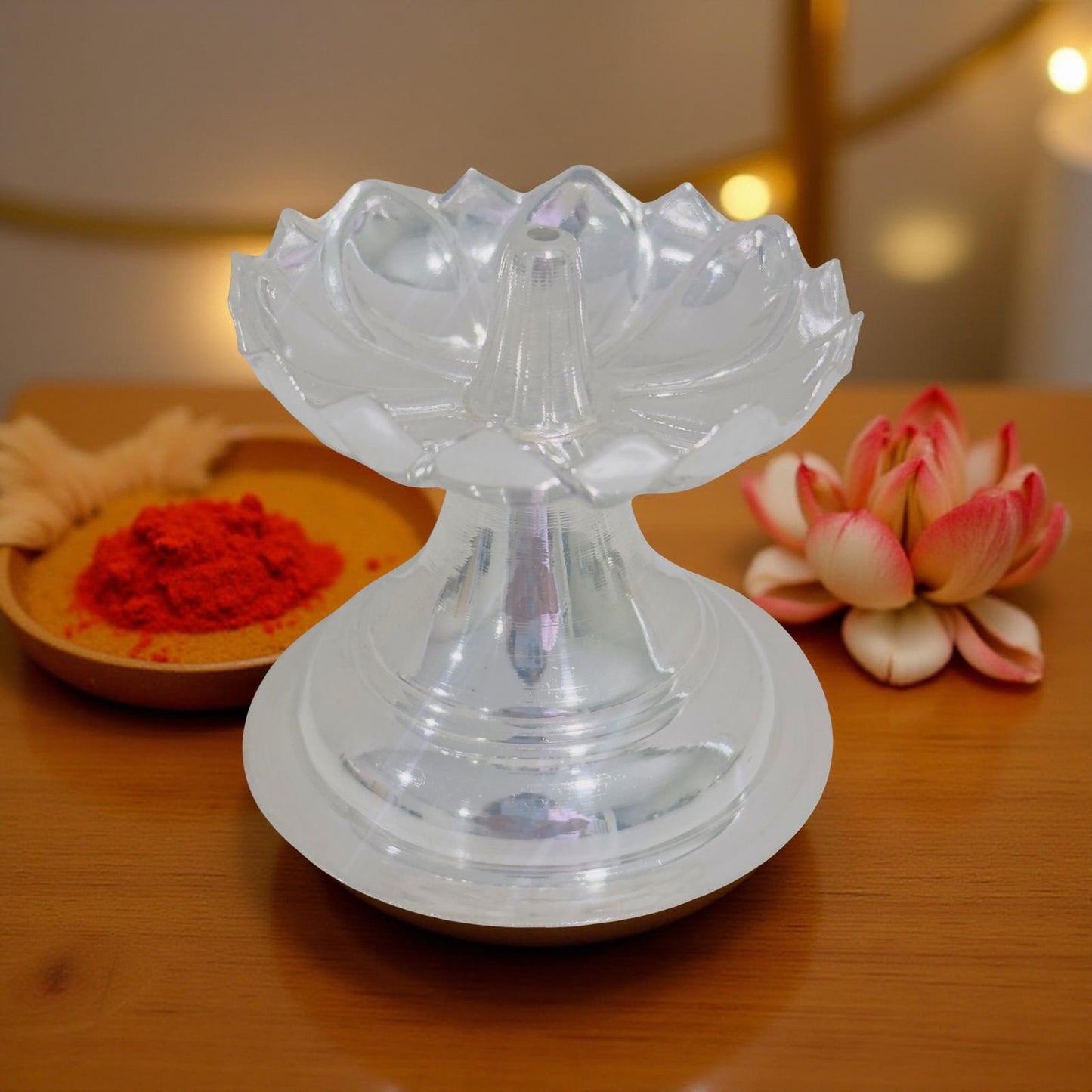 Silver Lotus Diya