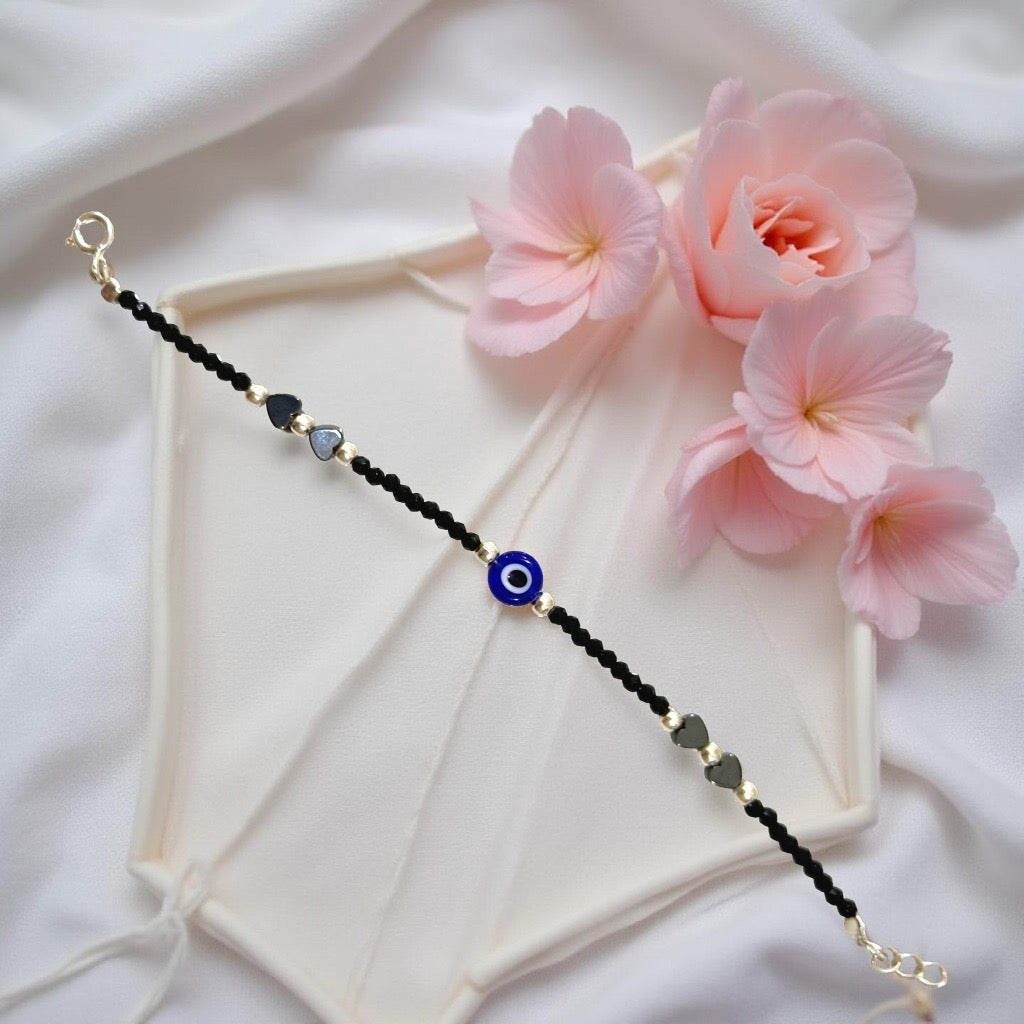 925 Silver Micro Cystal Evil Eye Nazriya Payal/Bracelet