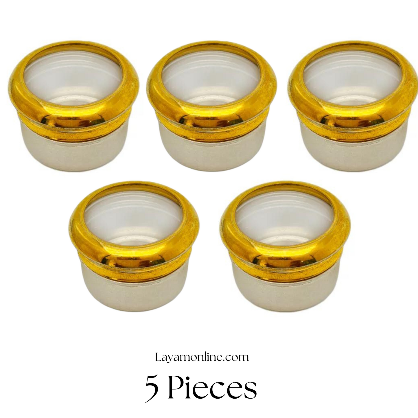 Silver Glass Lid KumKum Box (5 PCs)