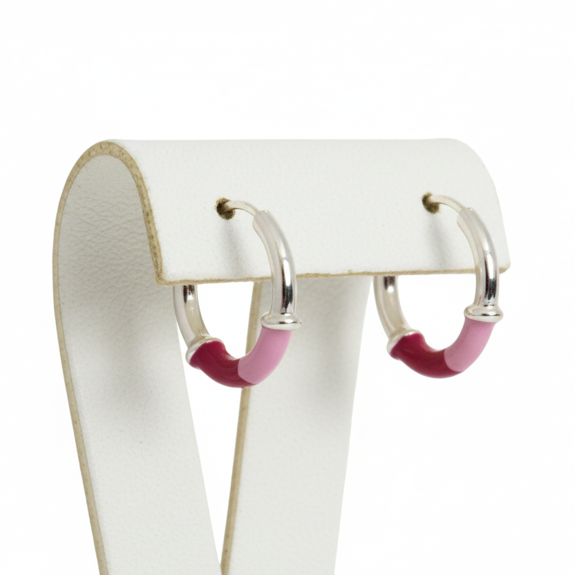 925 Sterling Silver Mia Epoxy Hoop Earring