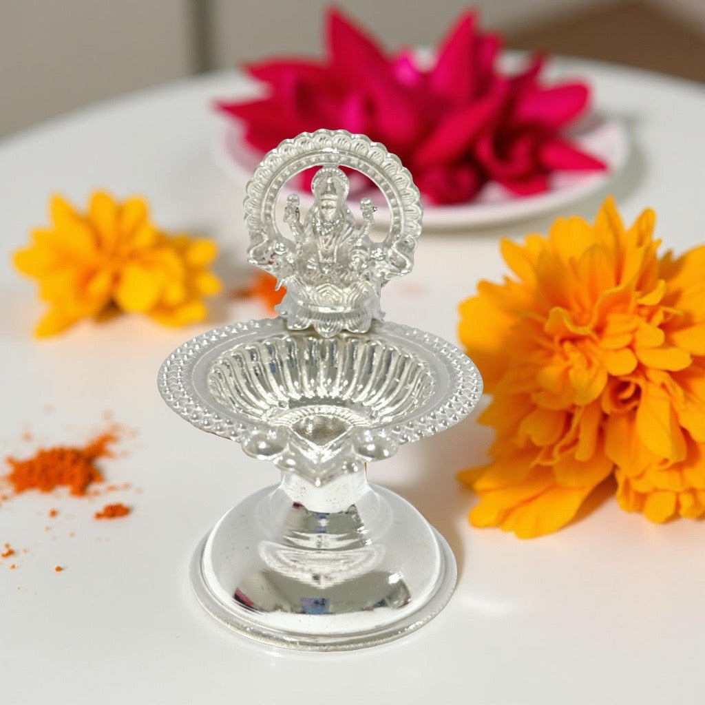 925 Silver Maha Lakshmi Diya 2.75 Inches