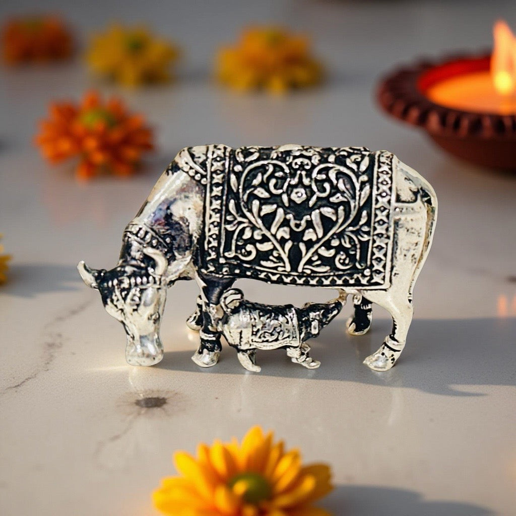 925 Silver Antique Cow and calf