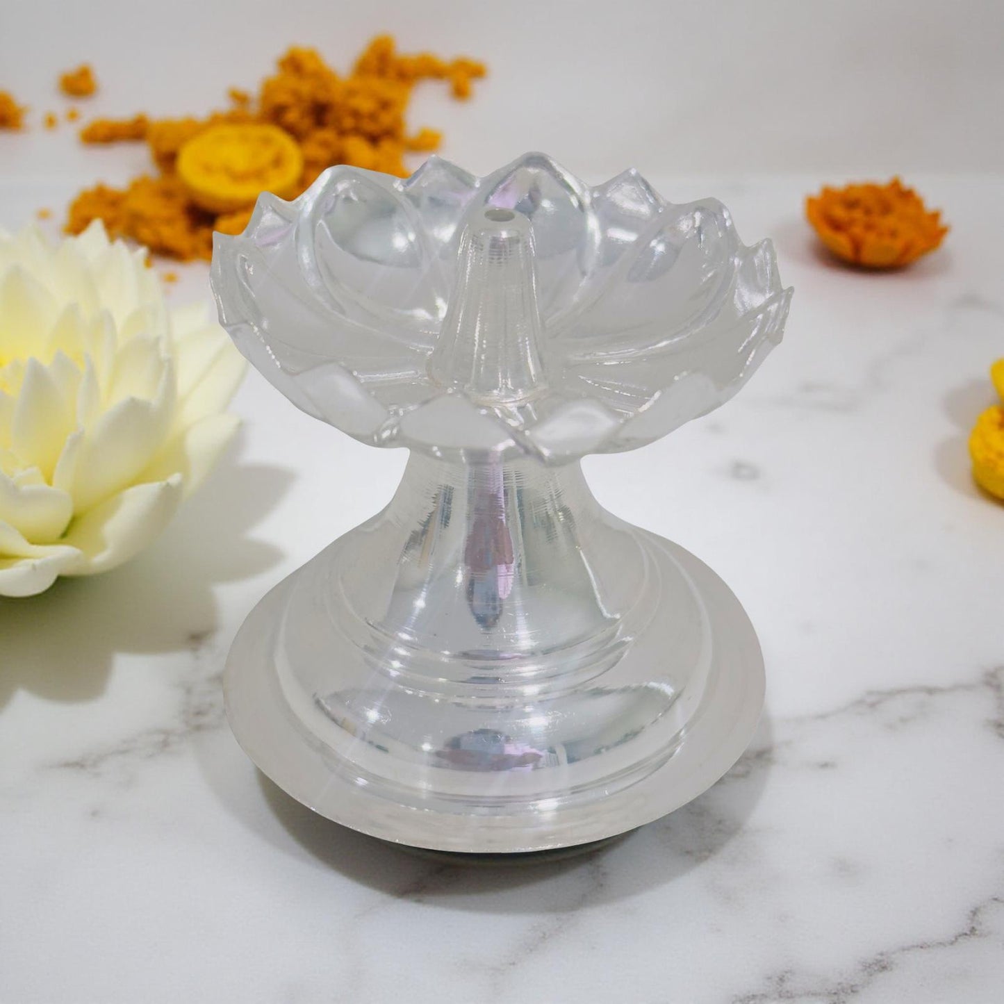 Silver Lotus Diya