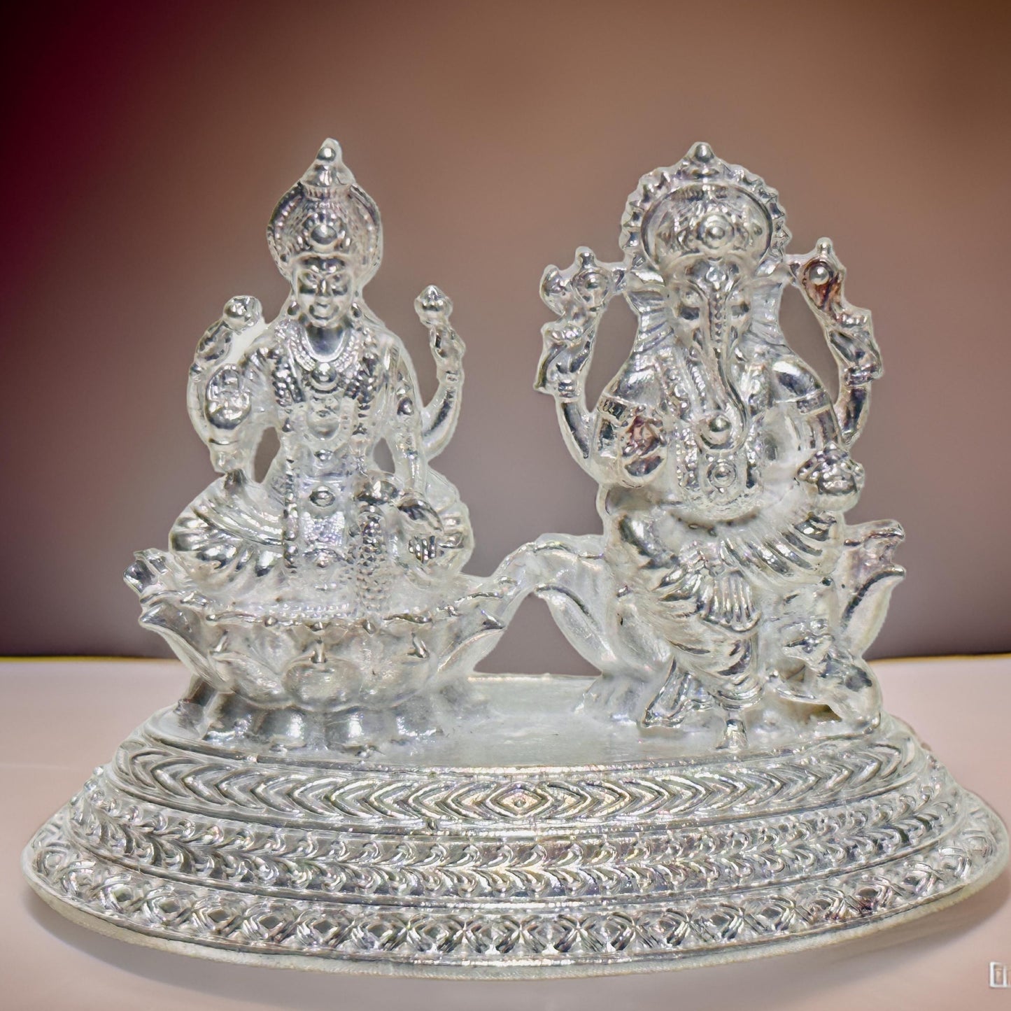 Silver Lakshmi Ganesh Saraswathi Idol-3.2 Inches