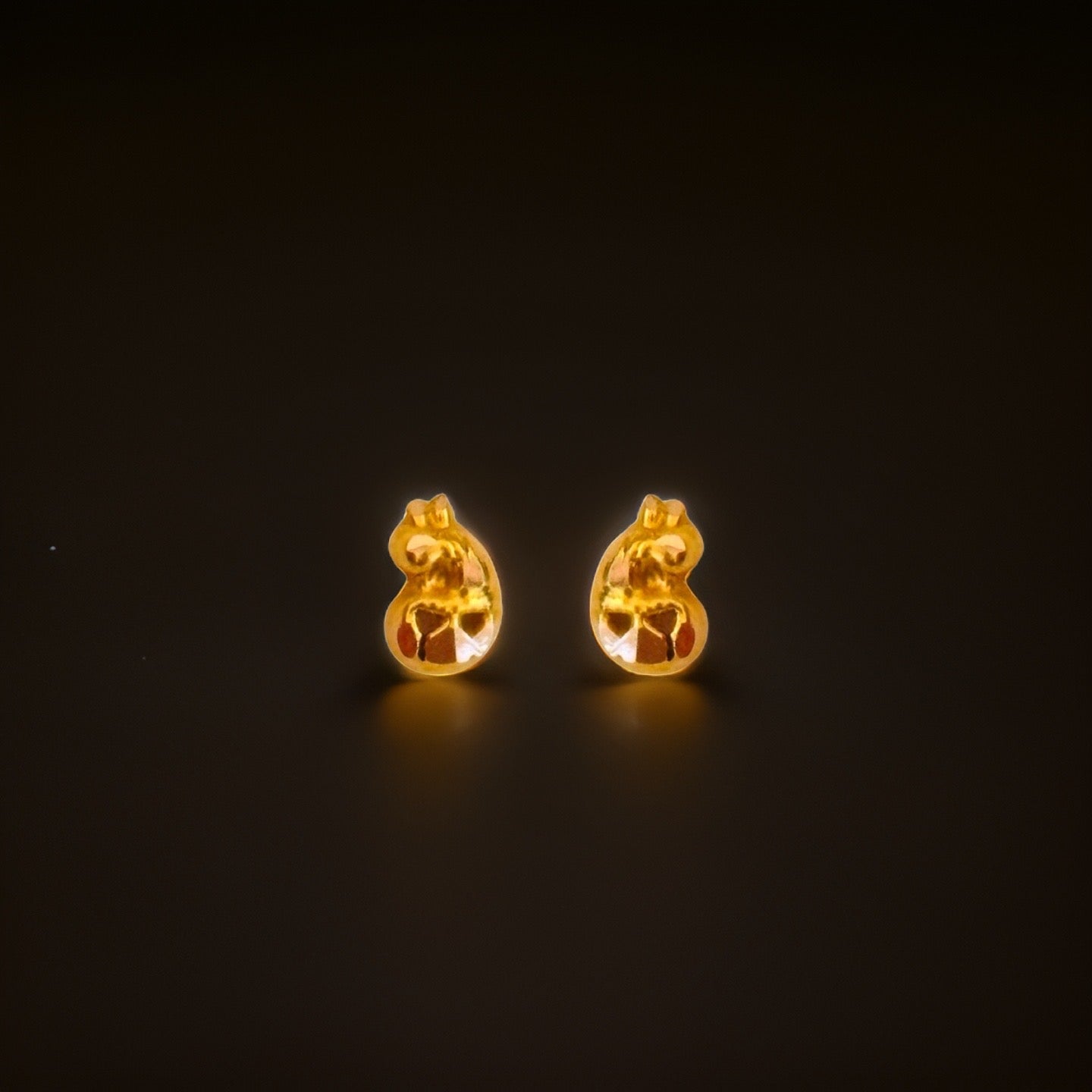 18KT Gold Paisley Peacock Stud Earrings