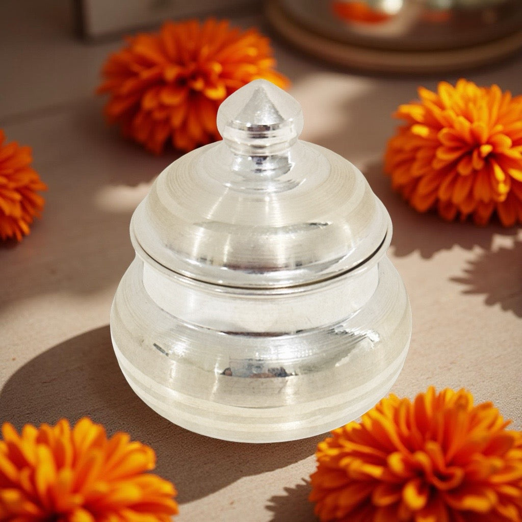 Plain Silver Kumkum Box