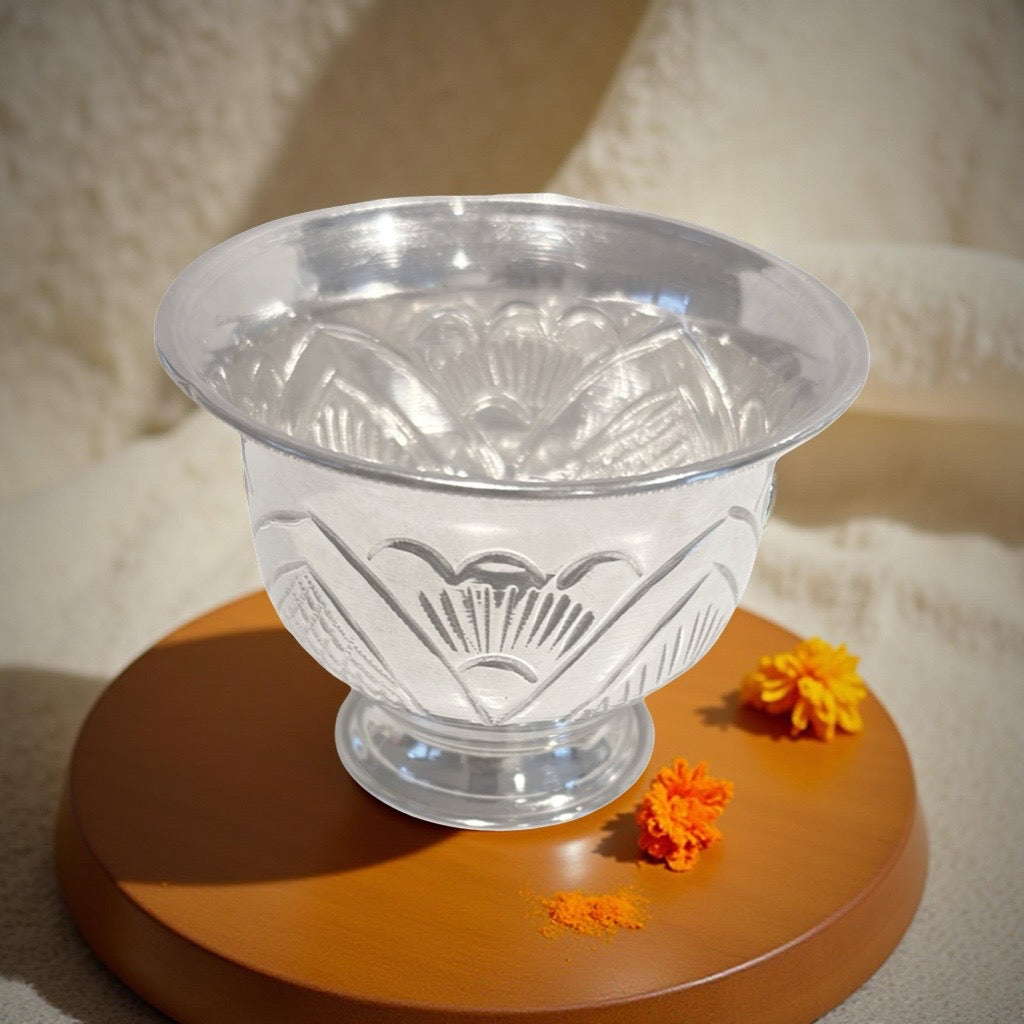 Silver Floral Pattern Chandan Cup-M2