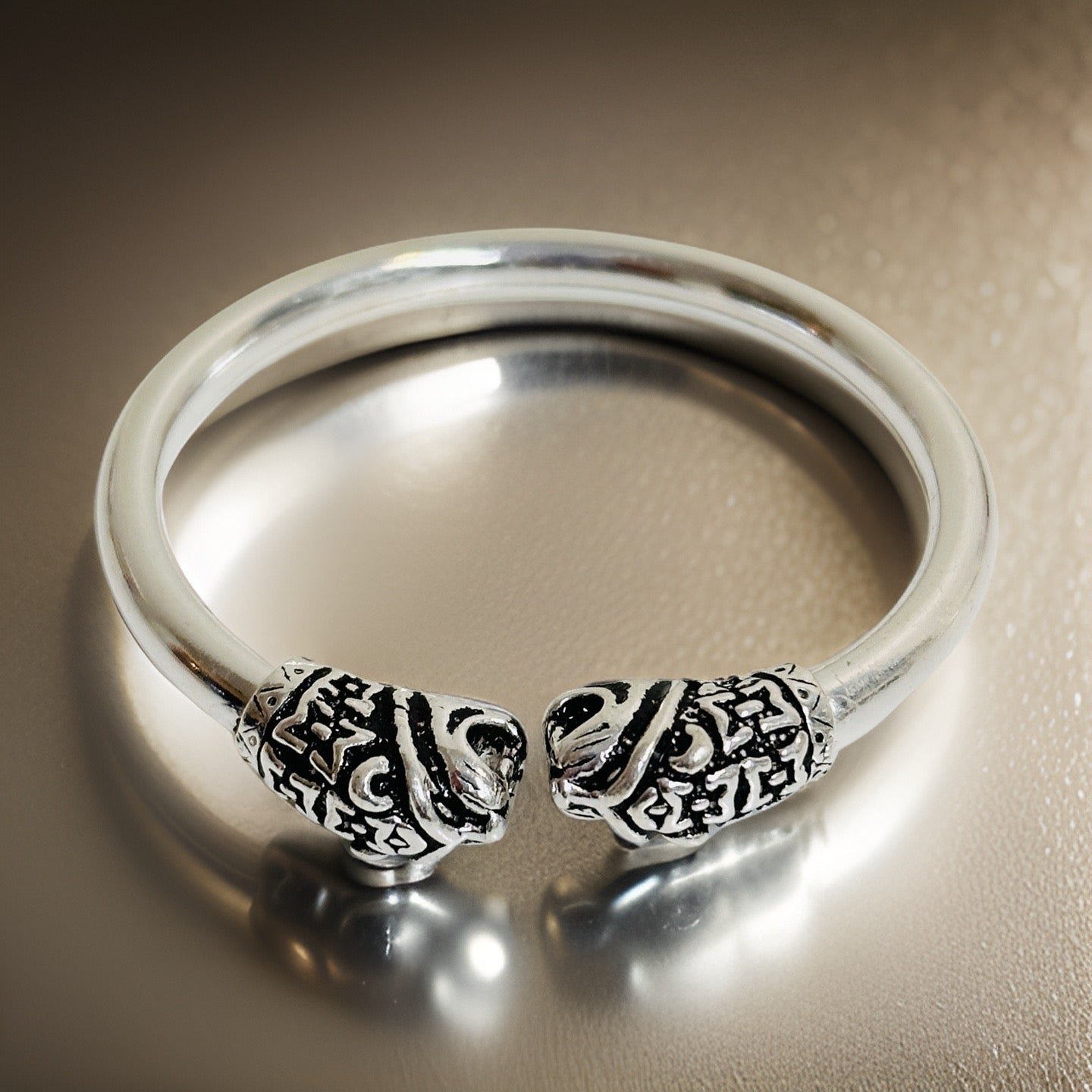 Silver Dragon Oxidized Kada Bracelet size 2-2