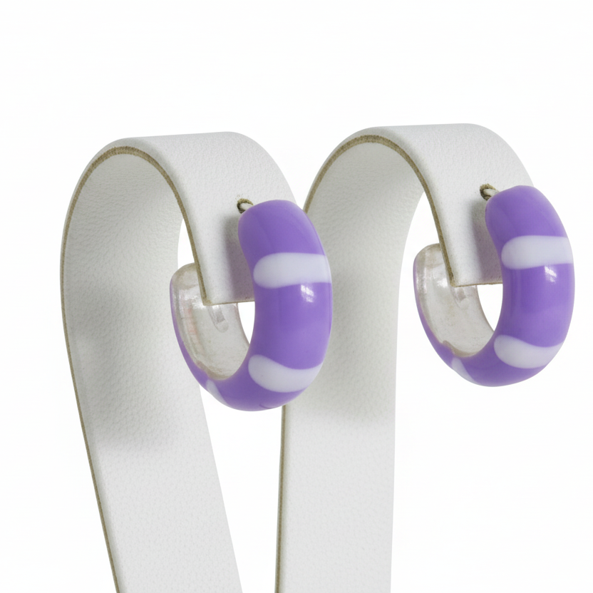 925 Sterling Silver Maya Epoxy Hoop Earring