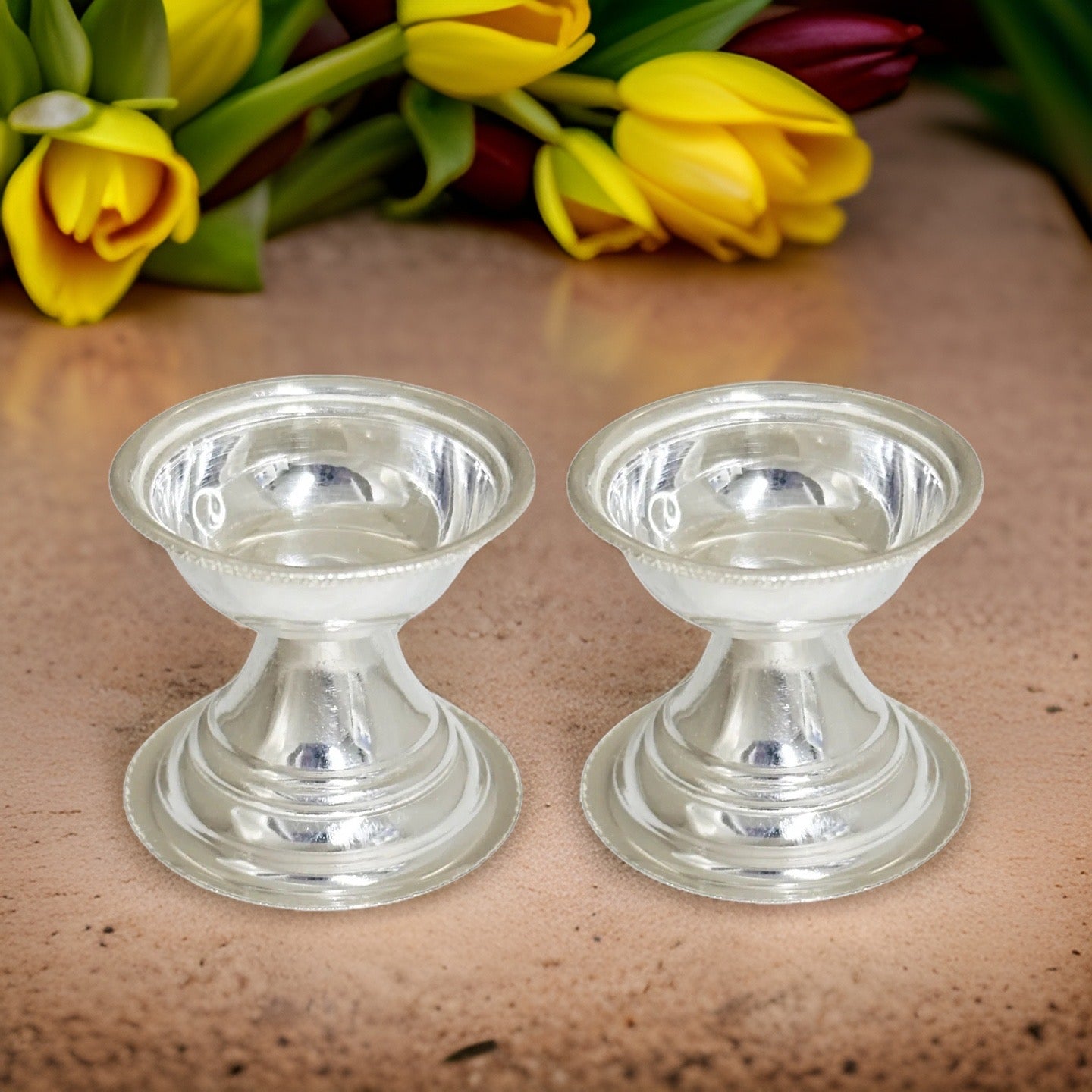 925 Silver Plain Silver Diya 1 Pair