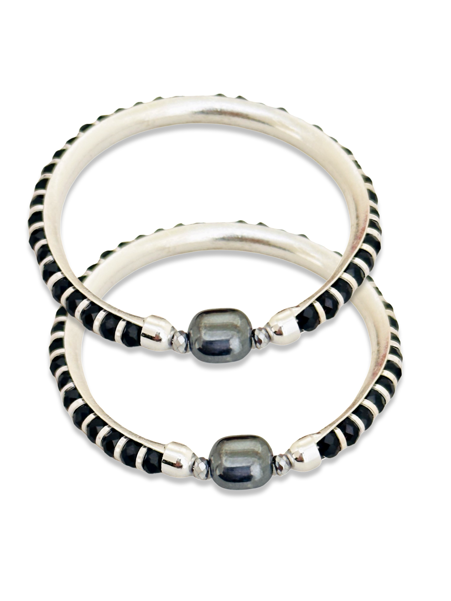 Silver Onyx Stone Baby Bangle