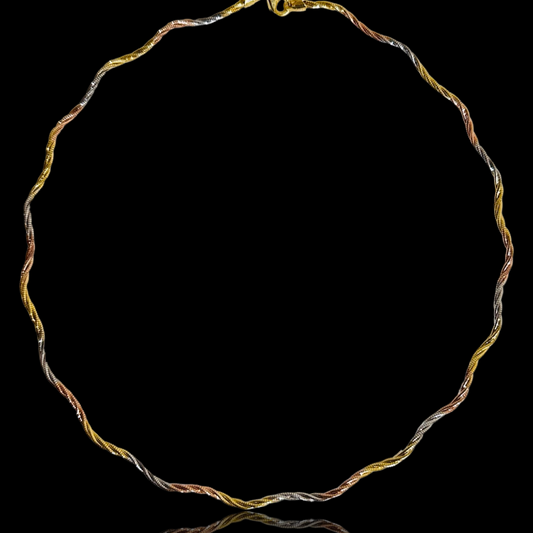925 Silver Three Tone Silver Curvy Necklace