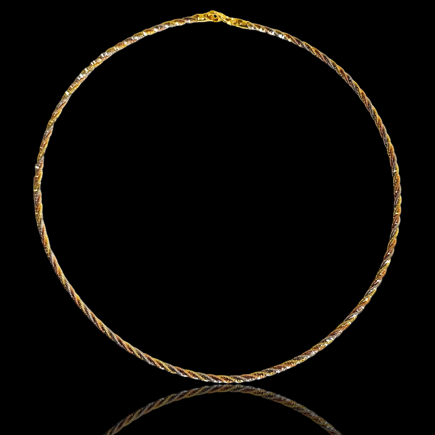 925 Silver Three Tone Twisted Necklace