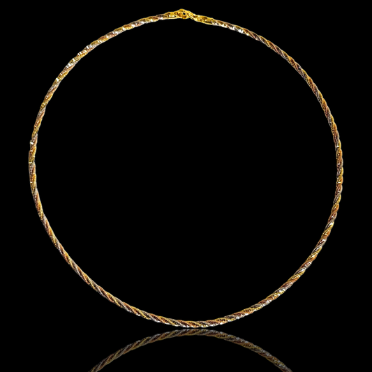 925 Silver Three Tone Twisted Necklace