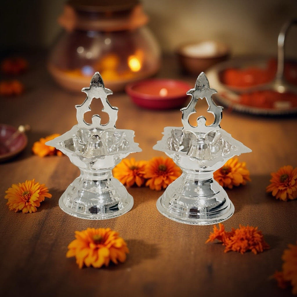 Silver Plain Nakash Deepam 2.5 Inches