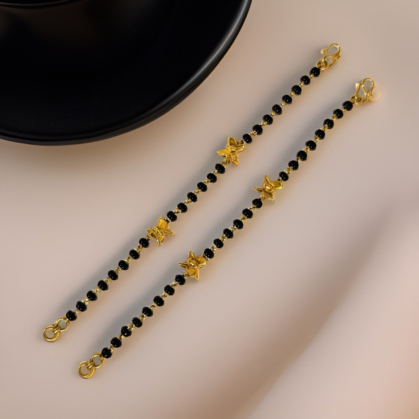 22KT Gold Baby Black Bead Bracelet