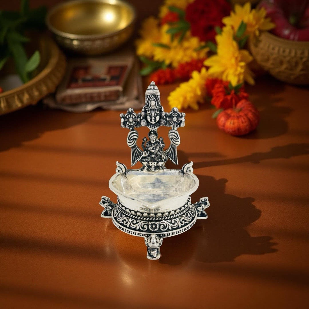 925 Silver Antique Lakshmi Balaji Lamp