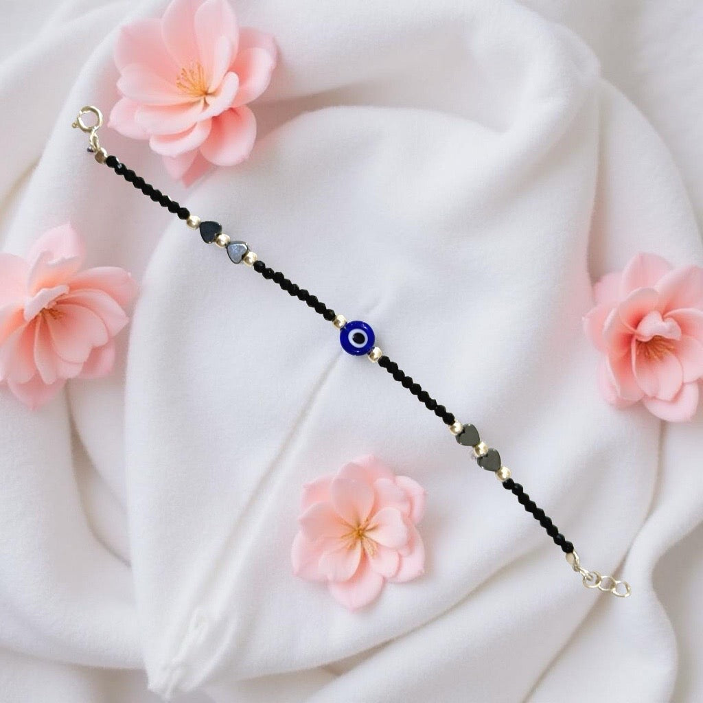 925 Silver Micro Cystal Evil Eye Nazriya Payal/Bracelet