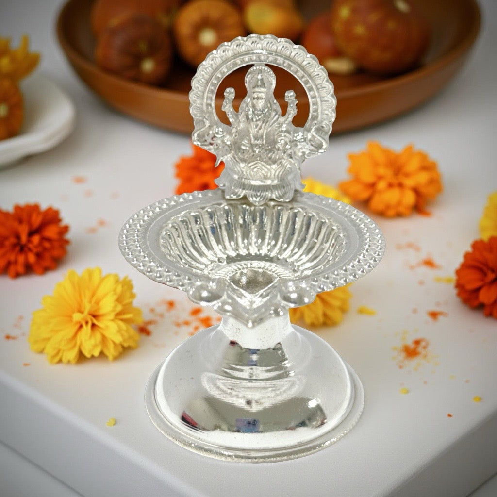 925 Silver Maha Lakshmi Diya 2.75 Inches