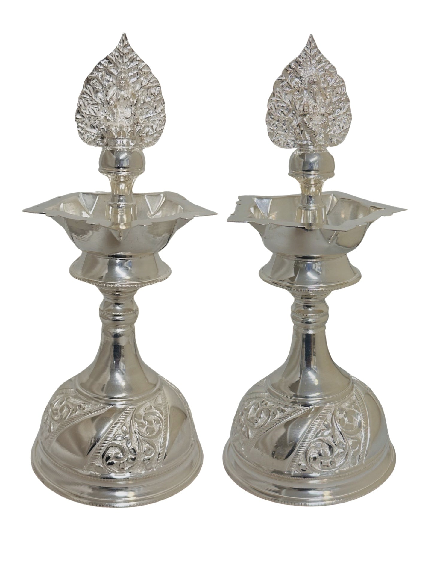 925 Silver Lakshmi-Ganesh Kundulu-Kuthuvilakku 8.75 inches