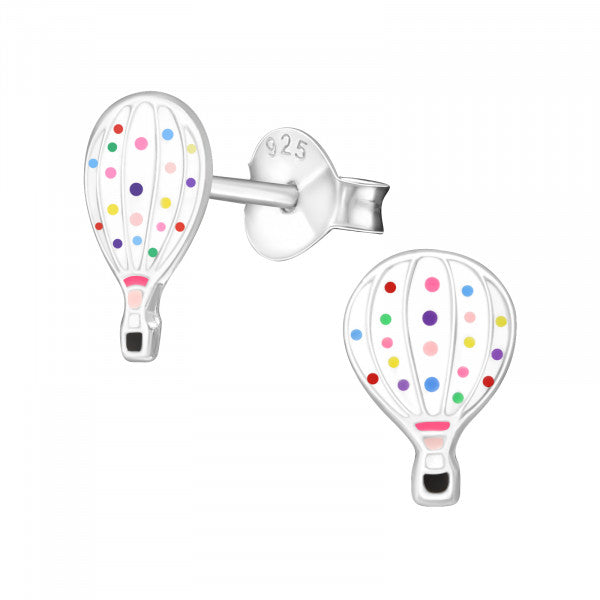 925 Silver Epoxy Hot Air Balloon Stud Earrings