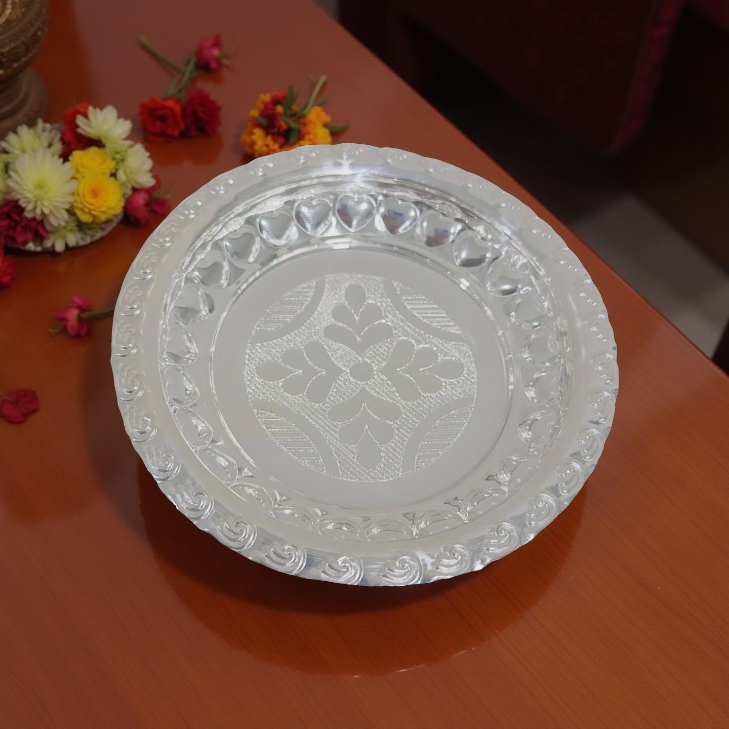 925 Silver Meghna Pooja Thali Plate 4.8 Inches