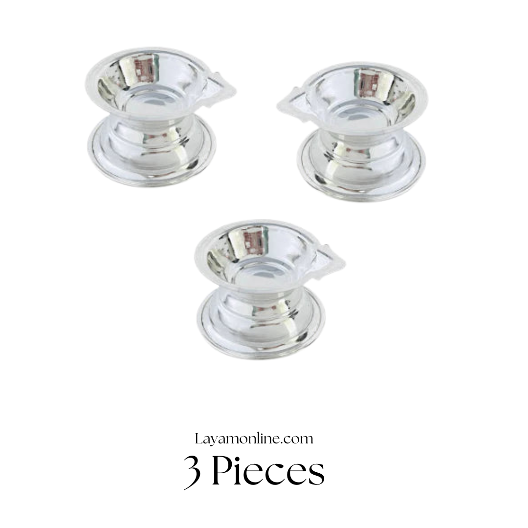 Plain Silver Diya (3 PCs)