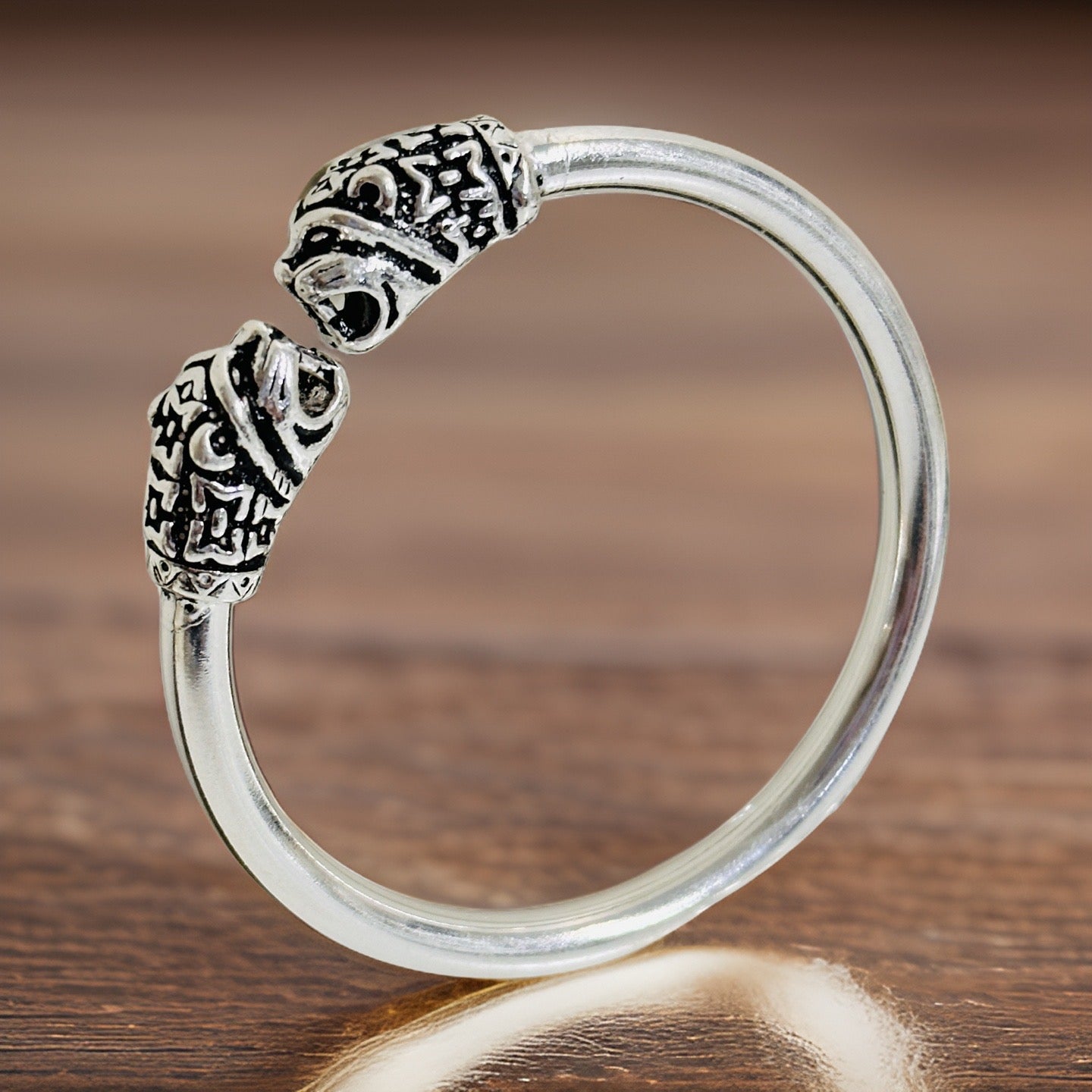 Silver Dragon Oxidized Kada Bracelet size 2-2