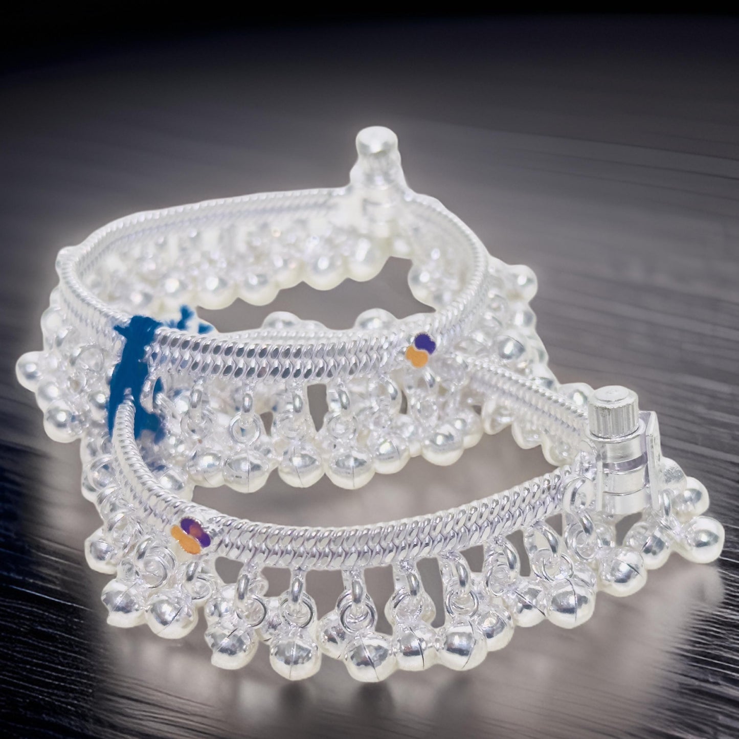 Suma Silver Baby Hollow Anklet