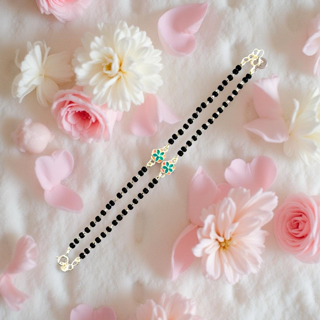 925 Silver Baby Floarl Enamel Payal/Bracelet