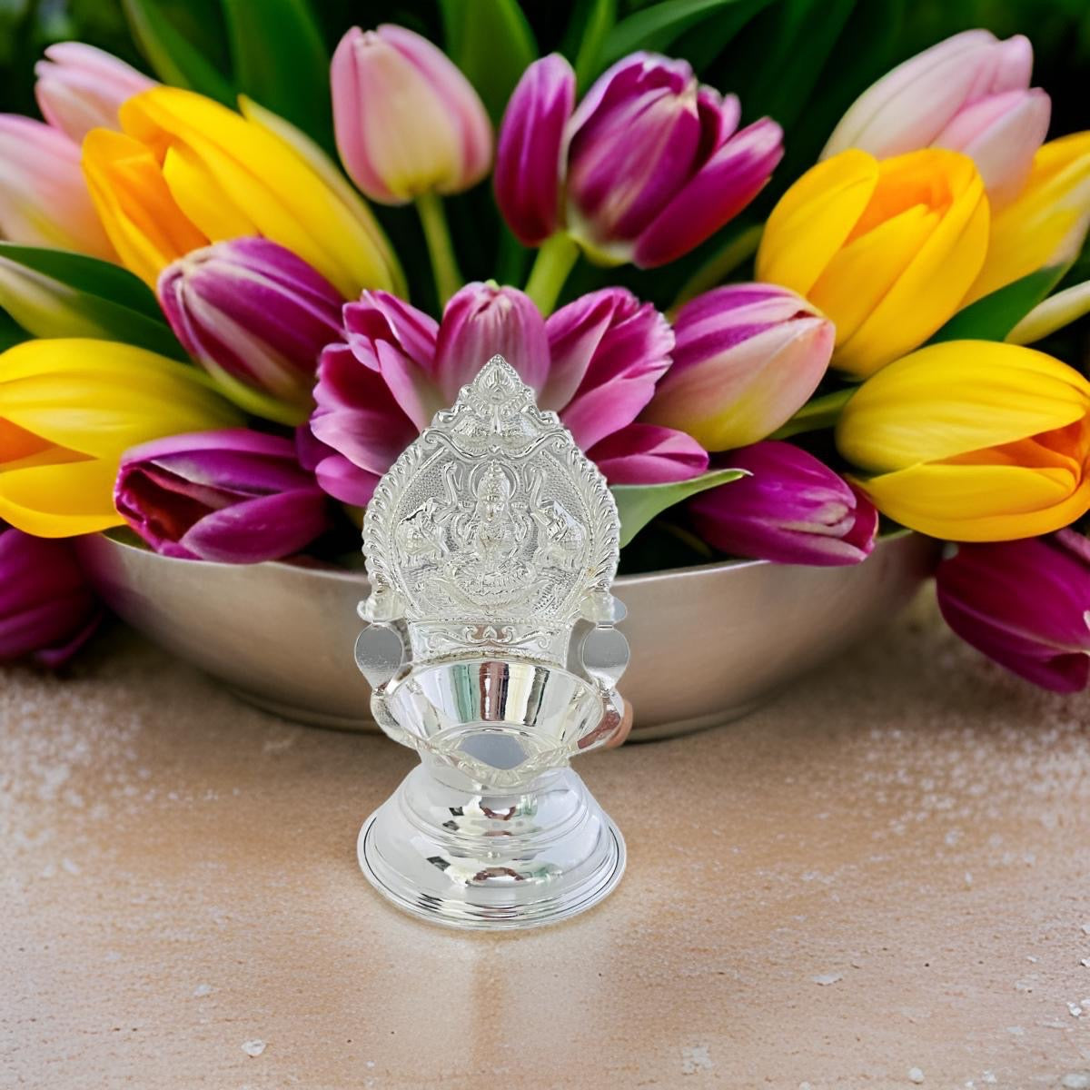 925  Silver Lakshmi-Kamakshi Deepam 2.25 Inches