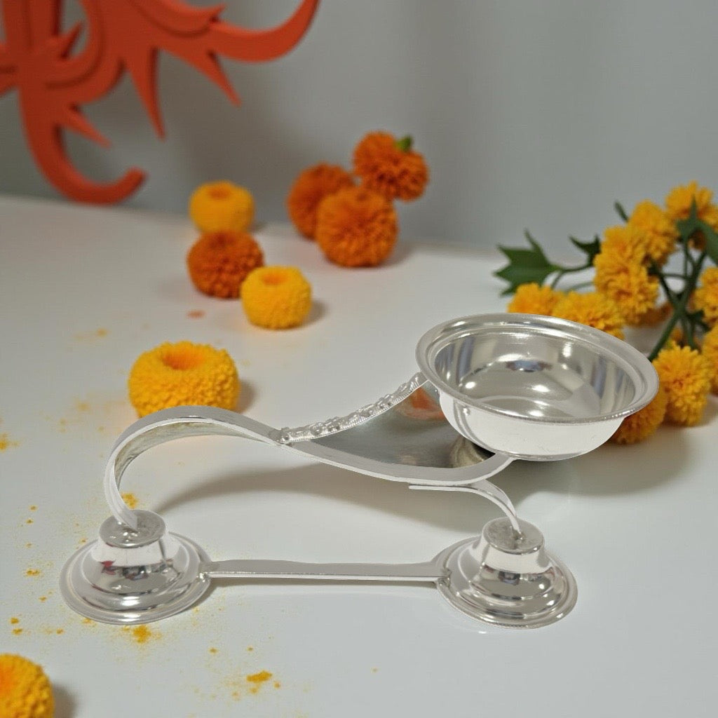 Kriti 925 Silver Arthi Diya 5.3 Inches