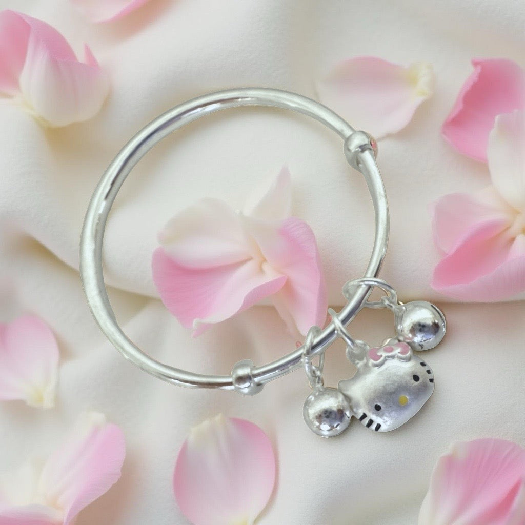 999 Pure Silver Hello Kitty Charm Adjustable Baby Bracelet