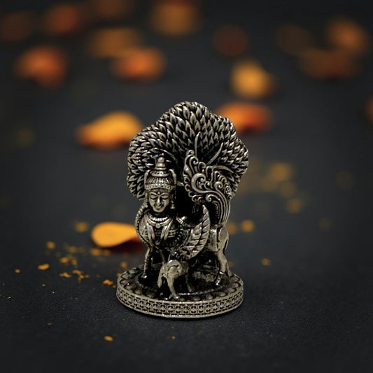 925 Silver Antique Kamadenu-Karpakavriksham 3D Idol- 1.1 inches